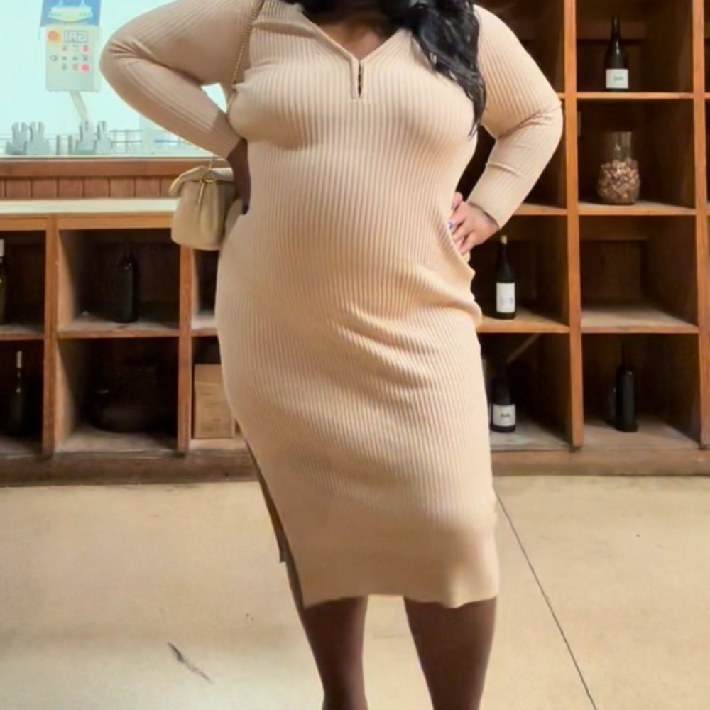 Abercrombie & Fitch Tan Long Sleeve Dress
